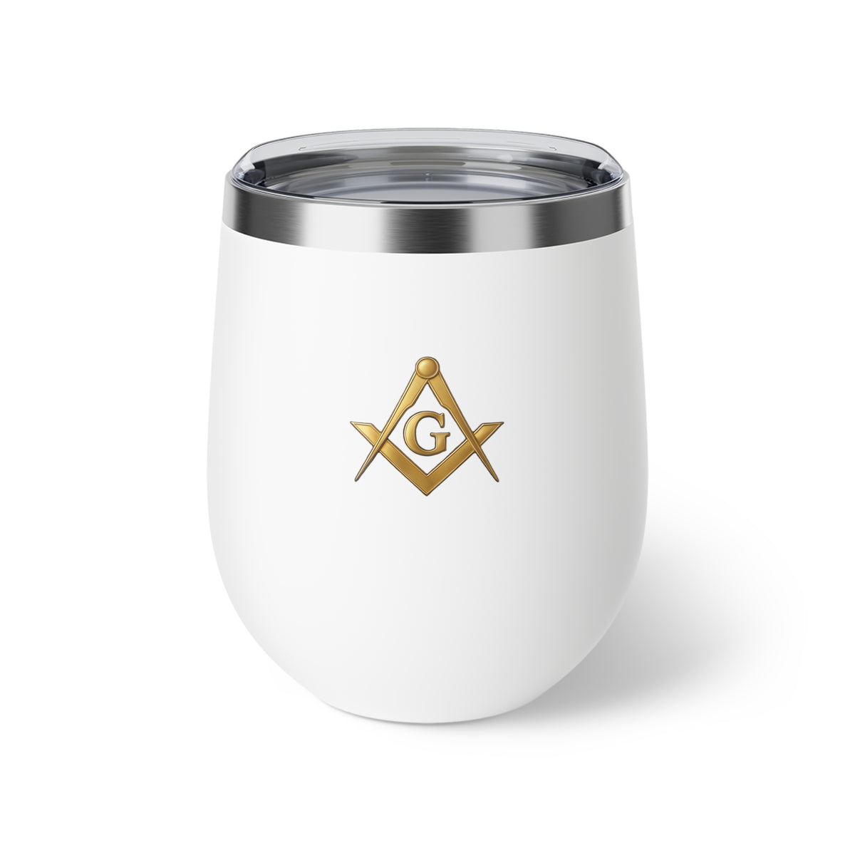 Master Mason Blue Lodge Vacuum Cup - Golden Square & Compasses with G