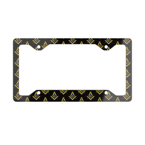 Master Mason Blue Lodge License Plate Frame - Square & Compass with G Glossy Finish - Bricks Masons