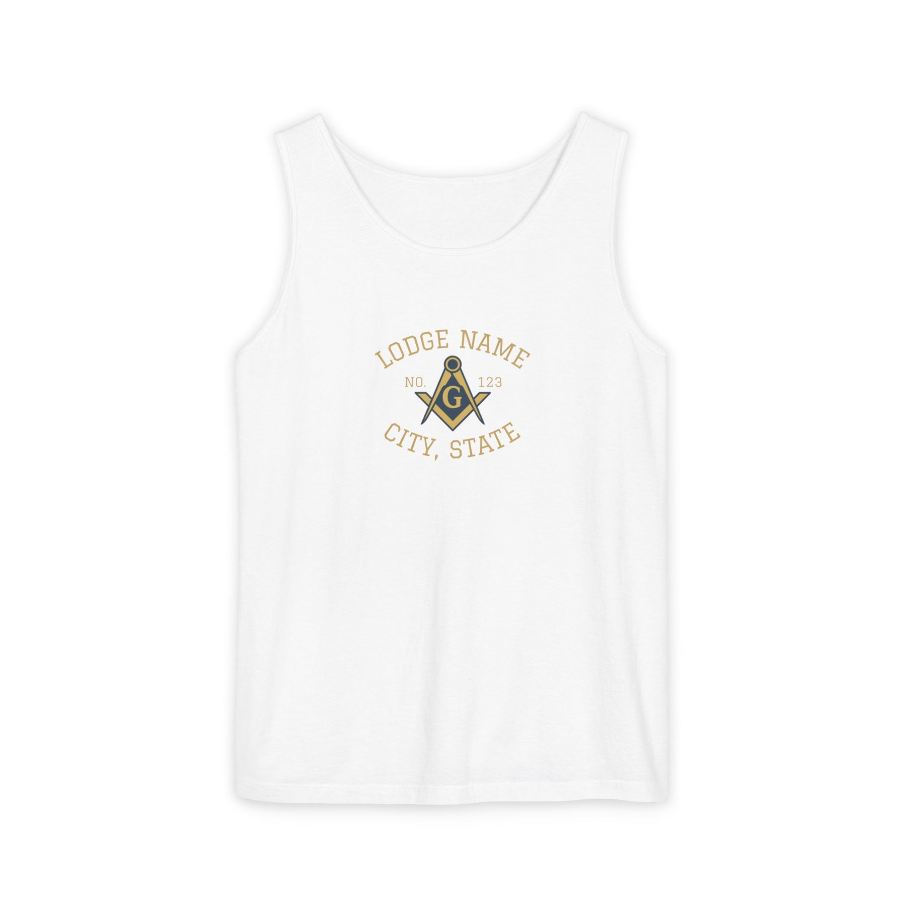 Master Mason Blue Lodge Tank Top - Personalizable Garment-Dyed Square & Compass G - Bricks Masons