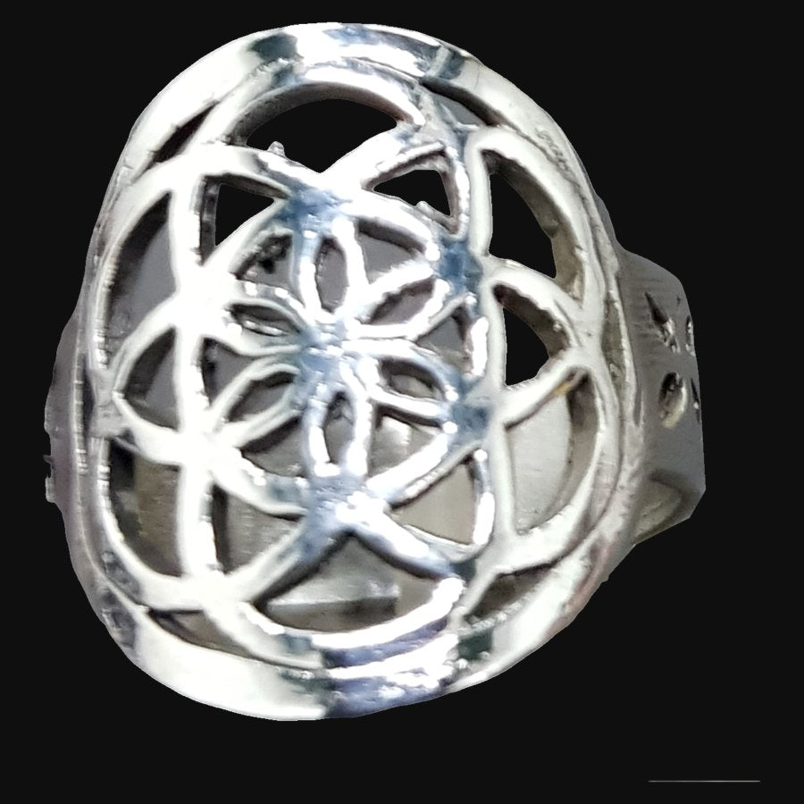 Seed of Life Ring Silver Kabbalah 6 Gr 2 Cm Art 869 - Bricks Masons