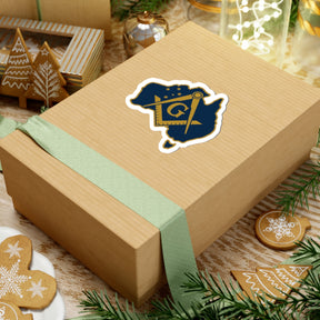 Master Mason Blue Lodge Australia Jurisdiction Sticker Decal - Kiss-Cut Golden Square & Compass G - Bricks Masons