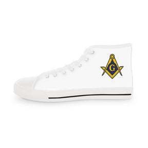 Master Mason Blue Lodge Sneaker - High Top Black & White Sole with Golden S&C G - Bricks Masons
