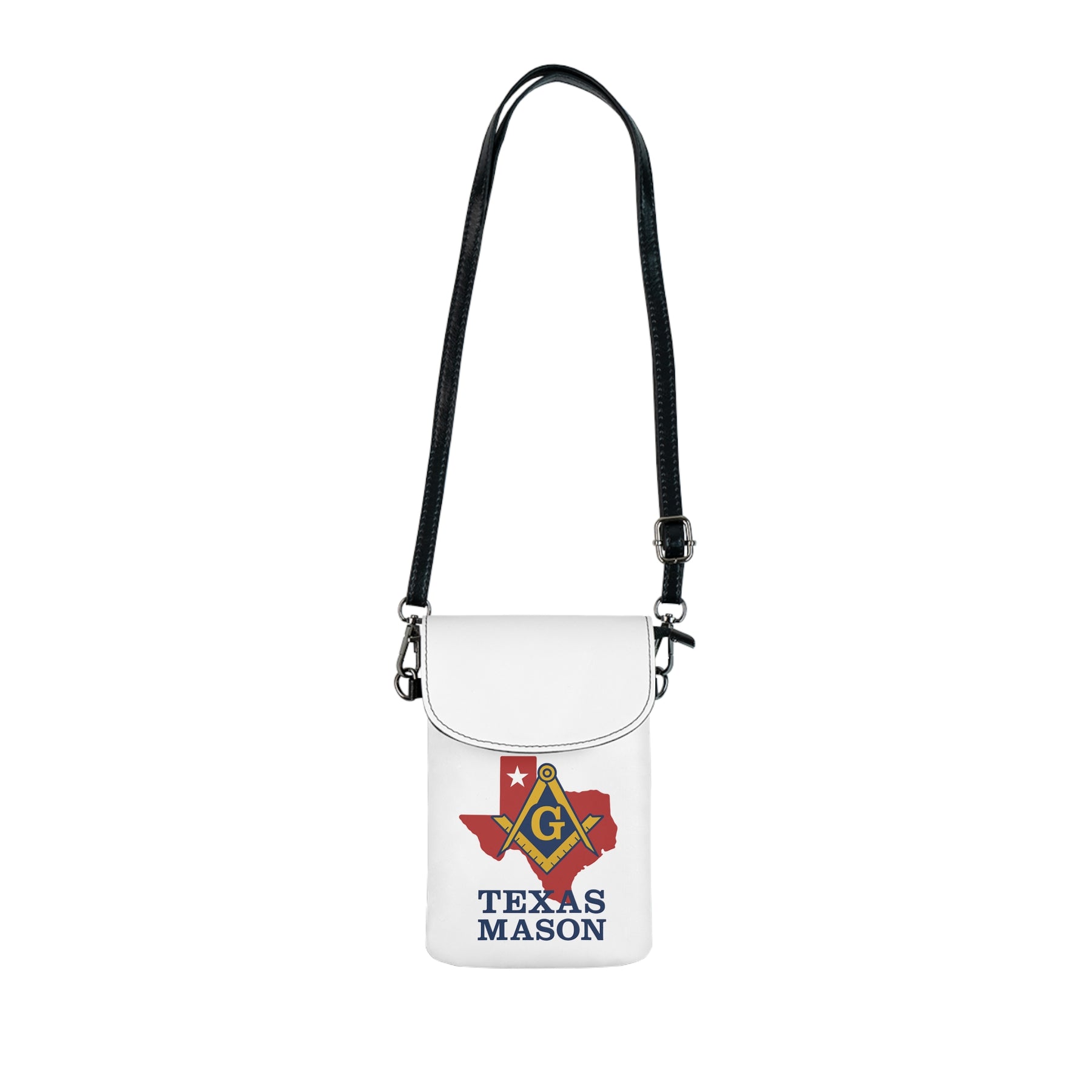 Master Mason Blue Lodge Cell Phone Wallet - Texas Masons White Microfiber Leather - Bricks Masons