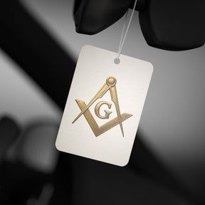 Master Mason Blue Lodge Car Air Freshener - Gold Square & Compass with G - Bricks Masons