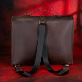 Knights Templar Commandery Briefcase - Genuine Cow Leather Convertible Bag - Bricks Masons
