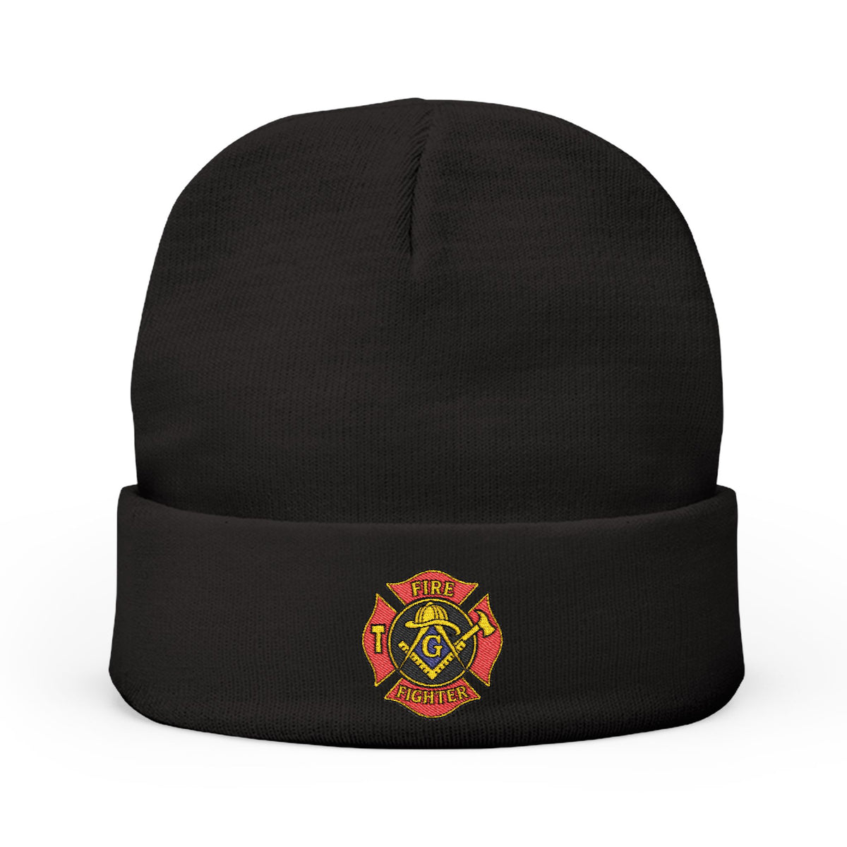 Master Mason Blue Lodge Beanie - Knit Embroidery Firefighter Mason Square & Compass G - Bricks Masons