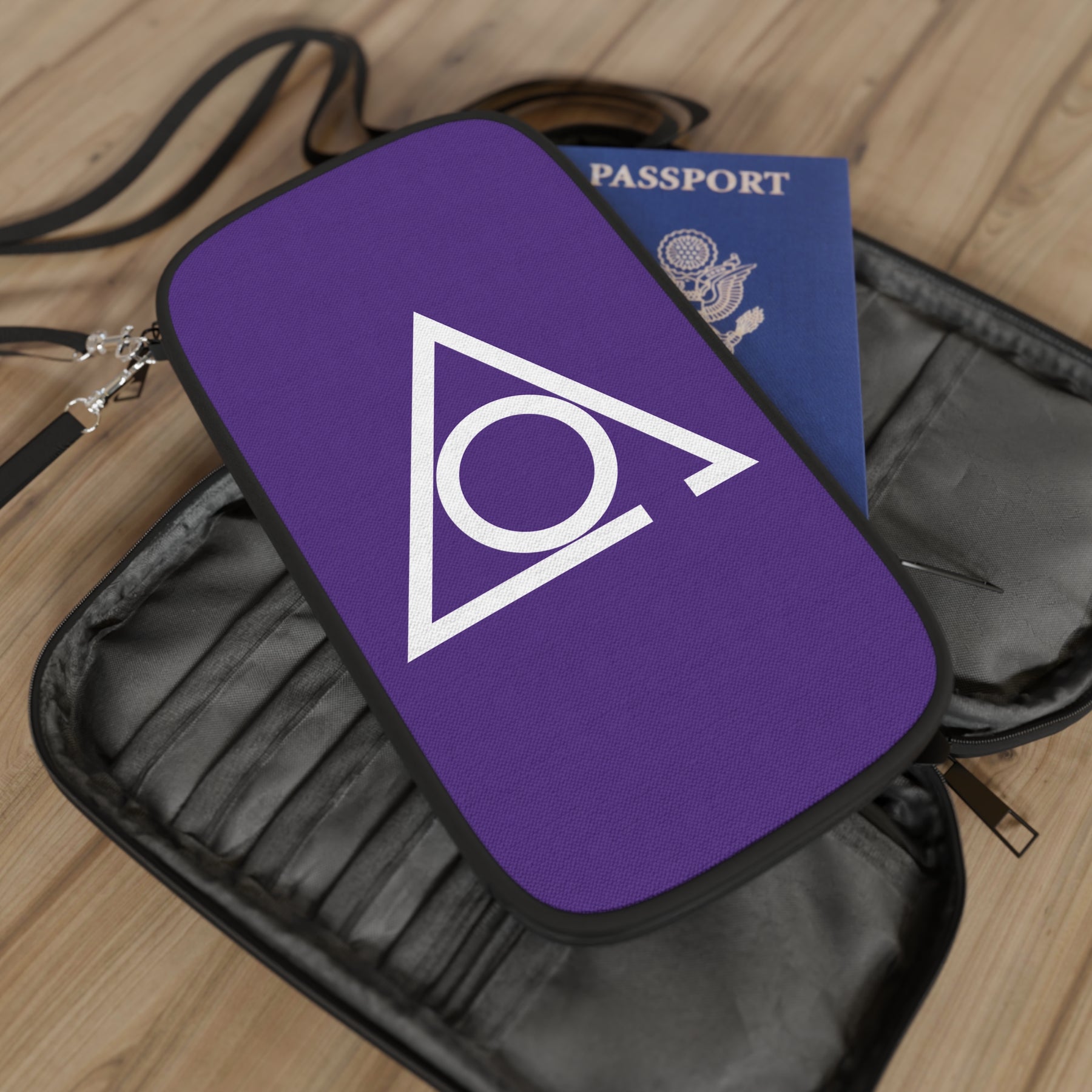 LOCOP Passport Wallet -  Purple With Shoulder & Wrist Strap - Bricks Masons