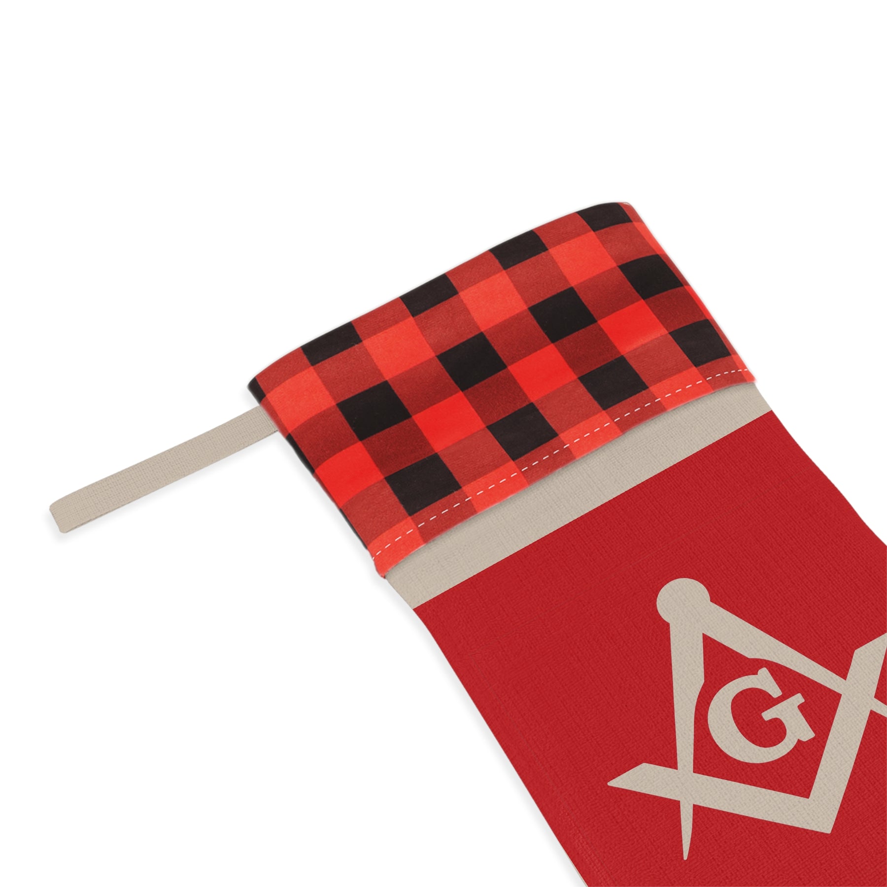 Master Mason Blue Lodge Christmas Stocking - Silver Square & Compass G Emblem - Bricks Masons