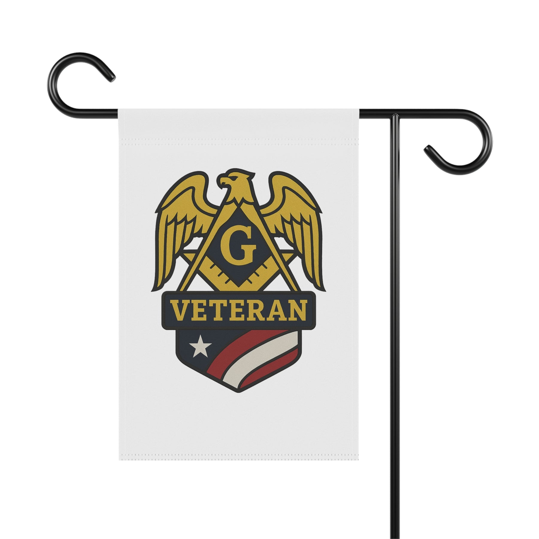 Master Mason Blue Lodge Yard Flag - White Veteran Mason Printed Poly Poplin - Bricks Masons