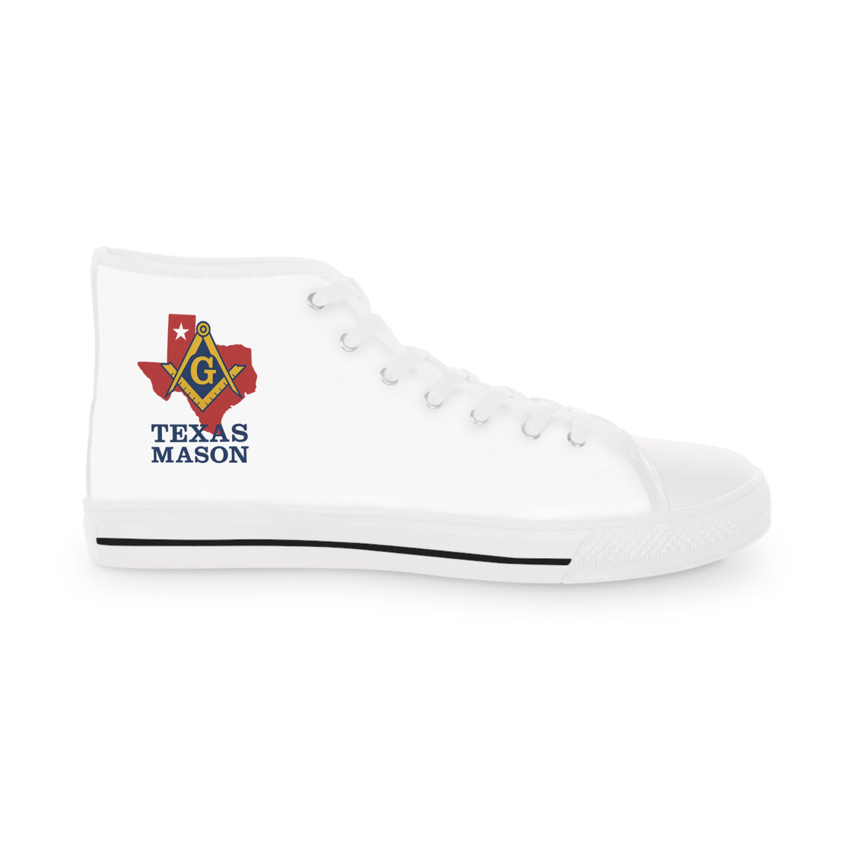 Master Mason Blue Lodge Sneaker - High Top Black & White Sole Texas Mason - Bricks Masons
