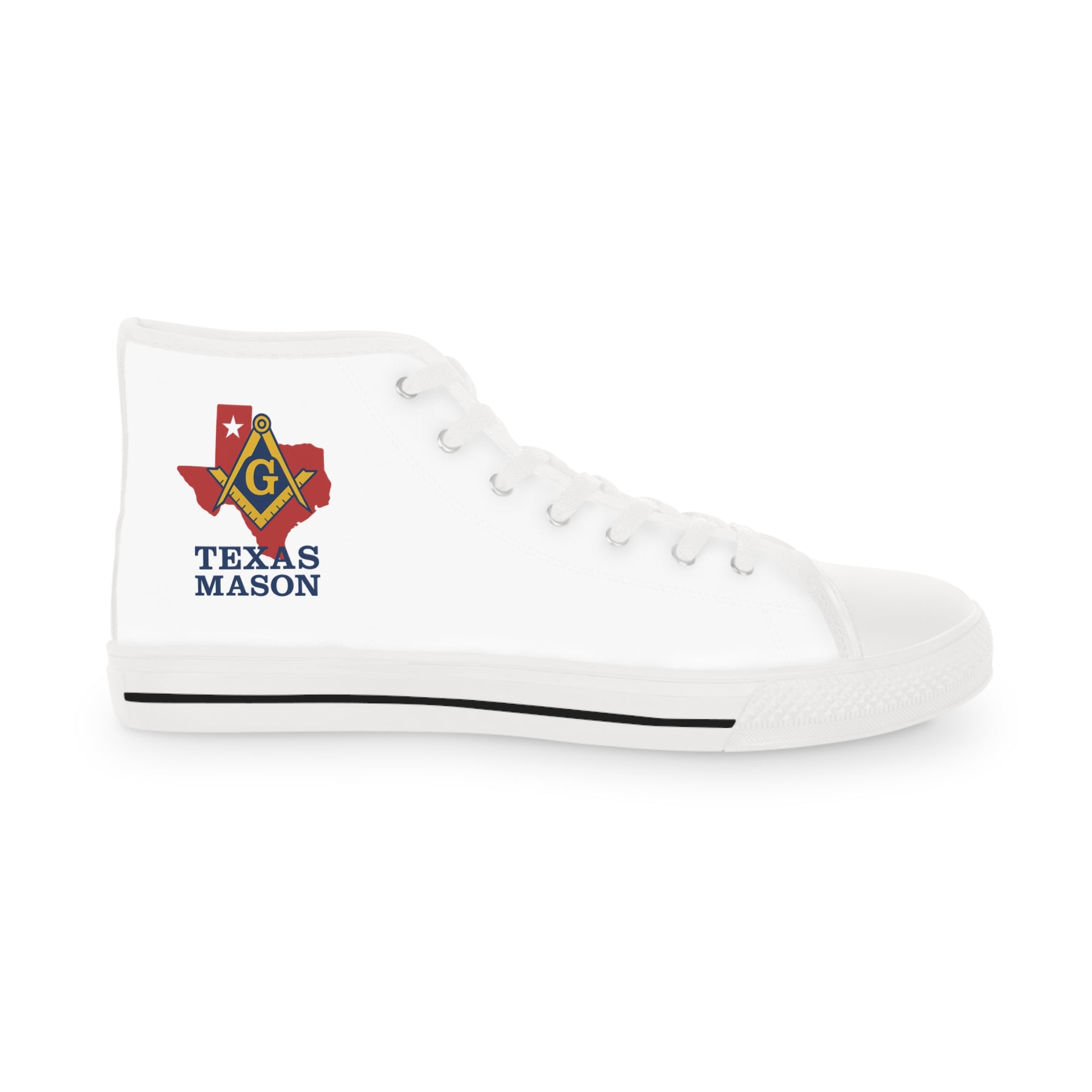 Master Mason Blue Lodge Sneaker - High Top Black & White Sole Texas Mason - Bricks Masons