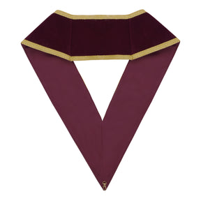 95th Degree Memphis Misraim Collar - Burgundy Velvet With Gold Braid - Bricks Masons