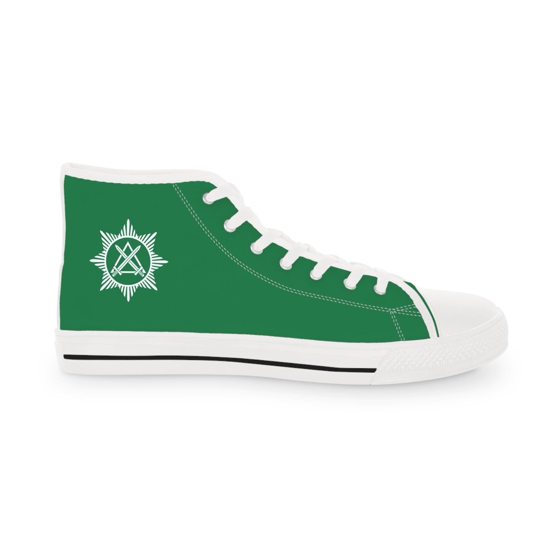 Knight Masons Sneaker - High Top Black & White Green Canvas - Bricks Masons