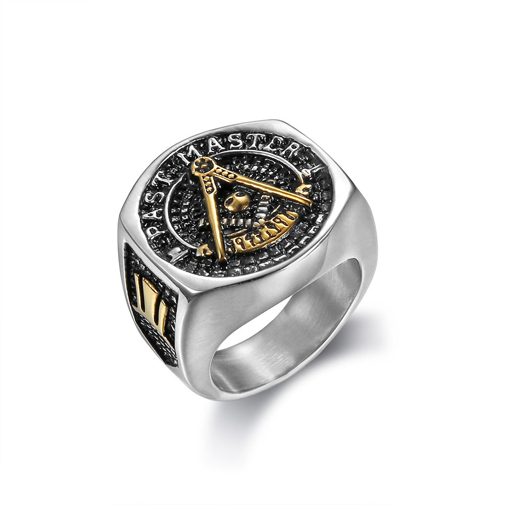 Past Master Blue Lodge Ring - Gold & Silver Stainless Steel - Bricks Masons