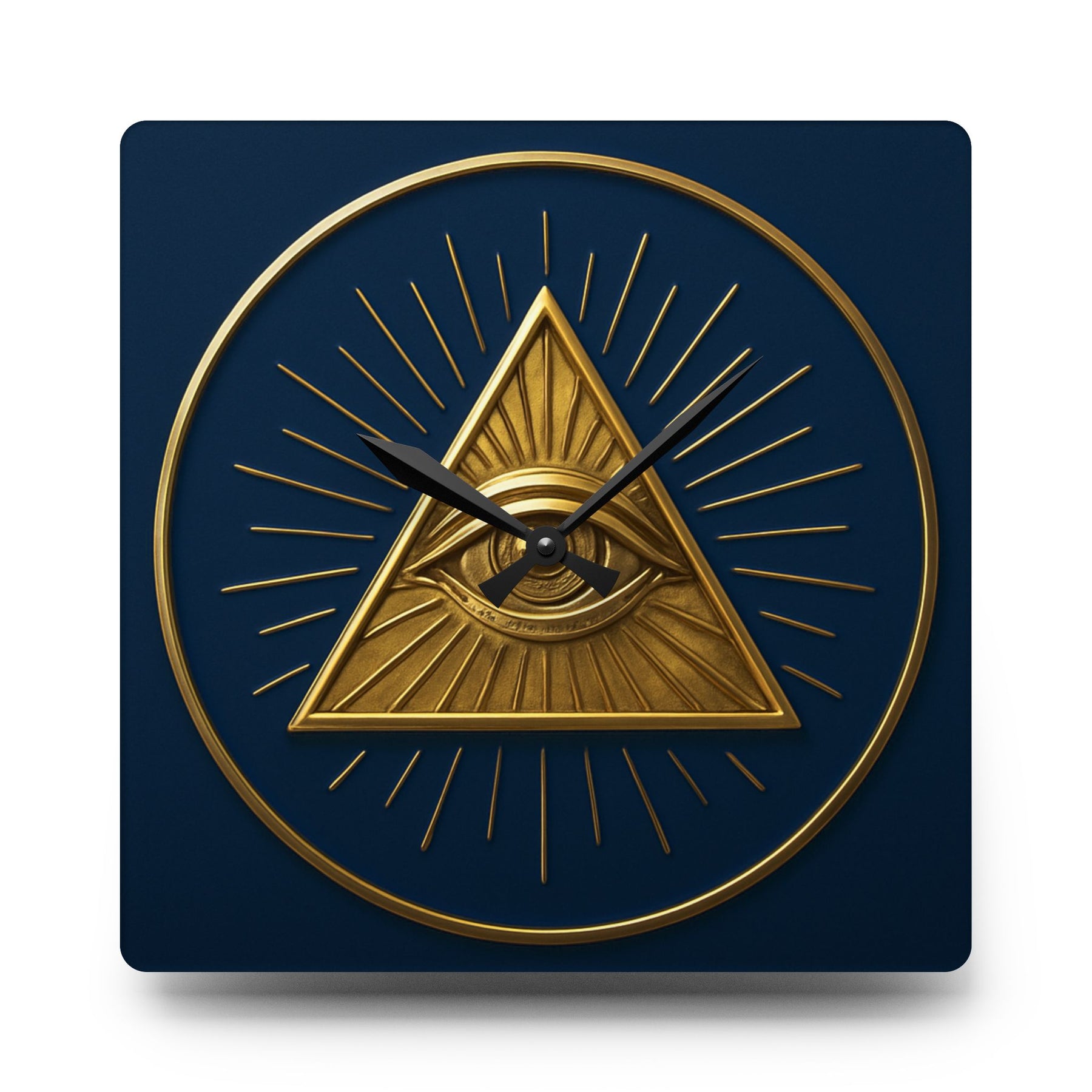 Eye of Providence Clock - Radiant Triangle with All Seeing Eye on Acrylic - Bricks Masons