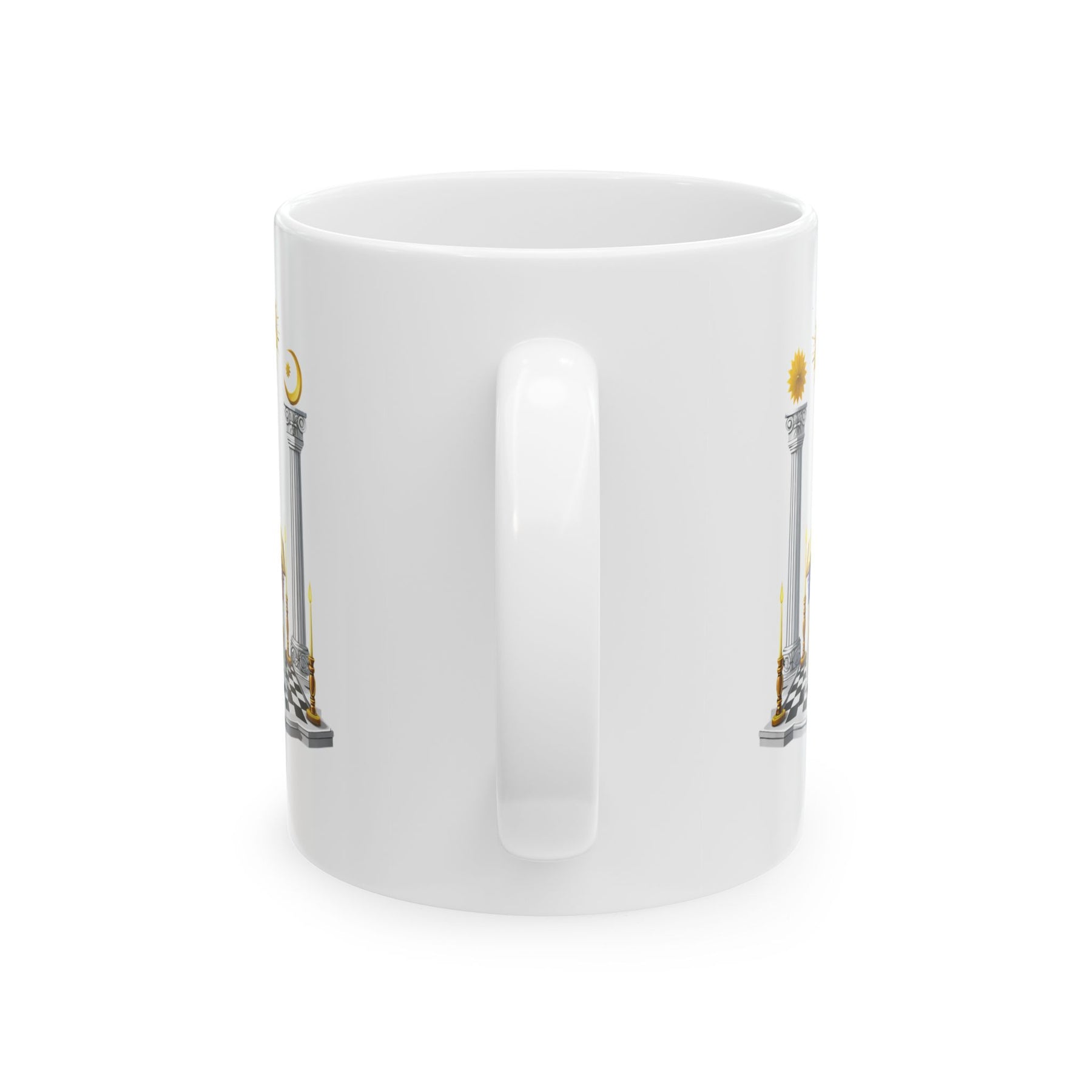 Meistermaurer-Blaue Logentasse – S&amp;C G Altarsäulen &amp; Auge auf kariertem Boden