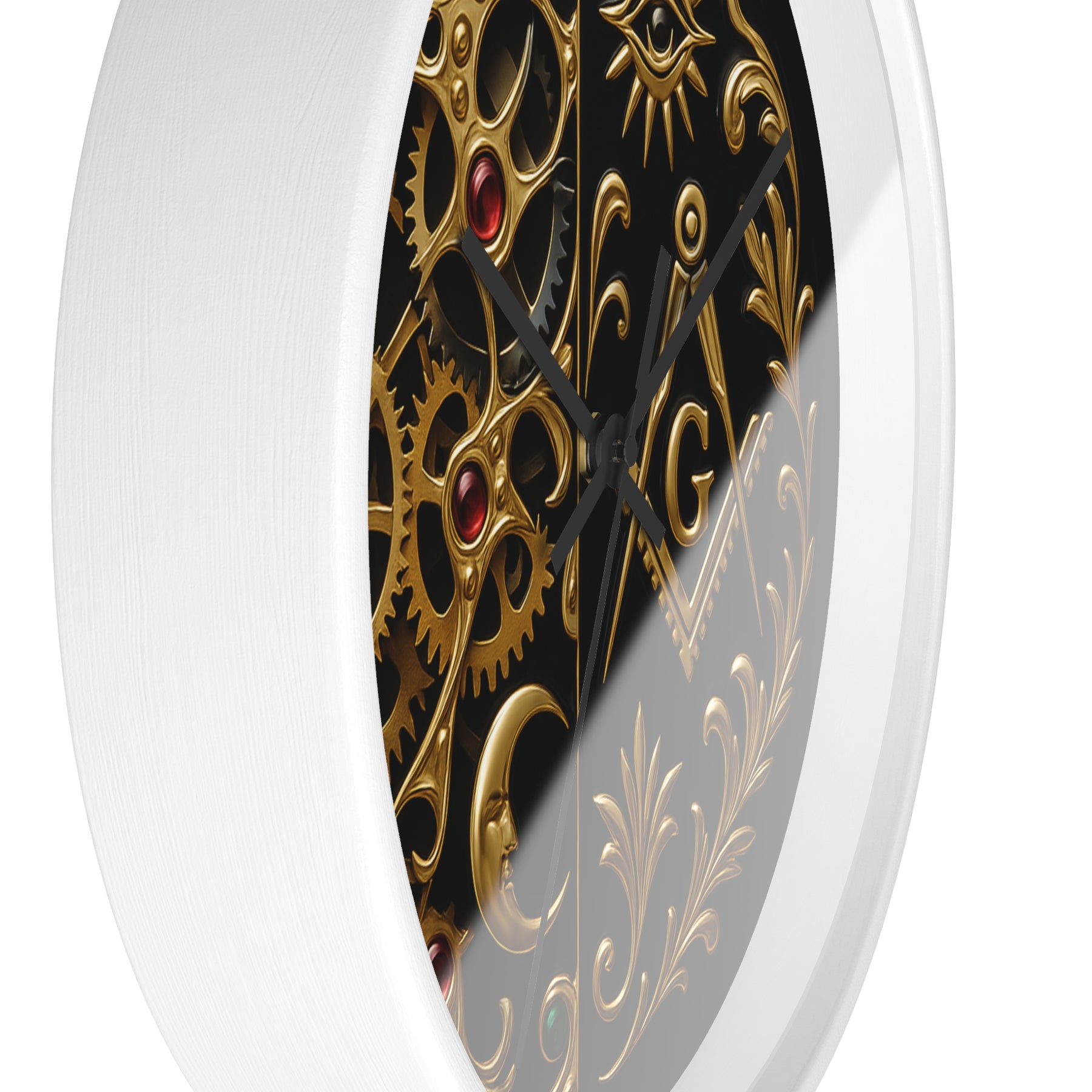 Master Mason Blue Lodge Clock - Split Dial Gear with Moon S&C G with Eye - Bricks Masons