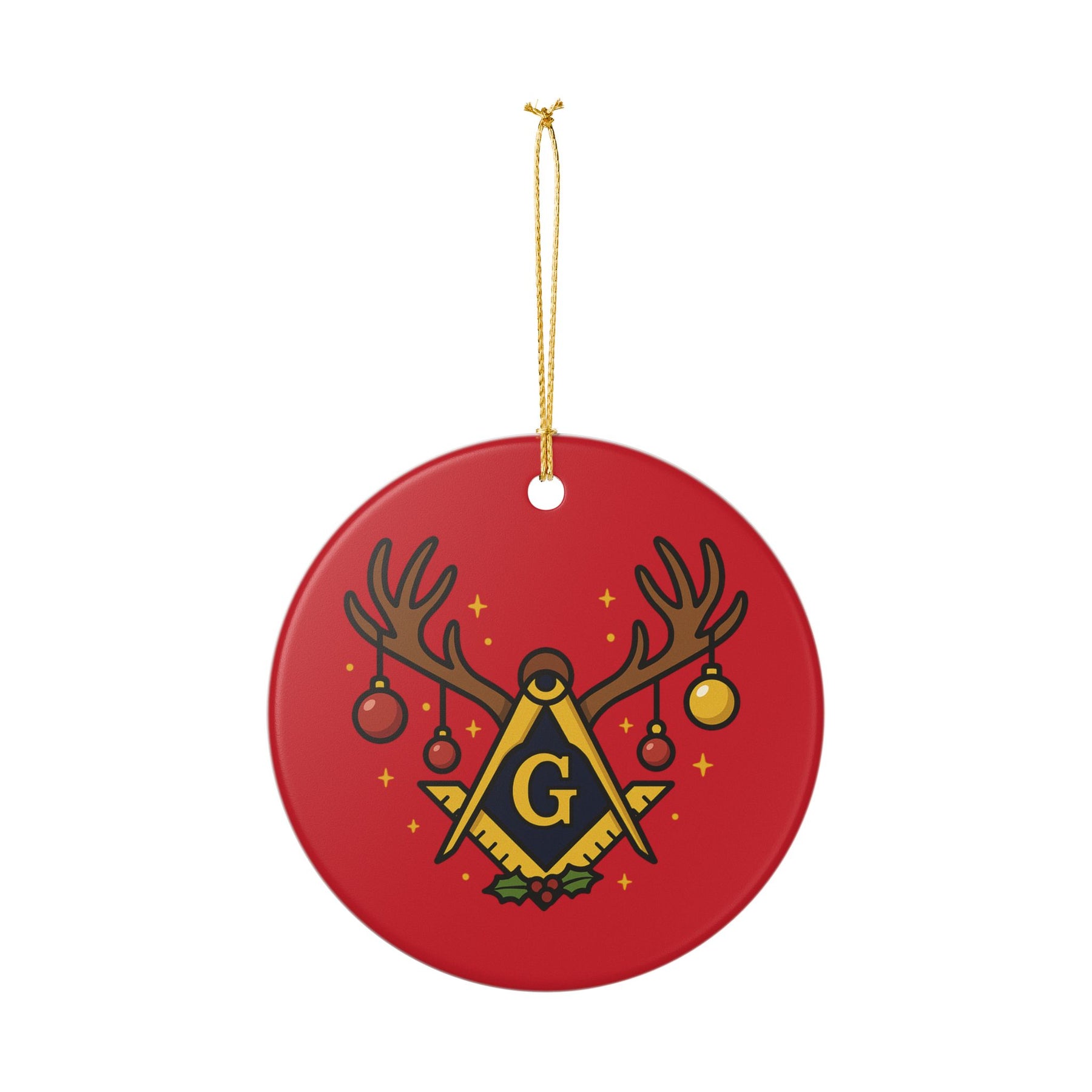 Master Mason Blue Lodge Christmas Ornament - Ceramic Keepsake with S&C G - Bricks Masons