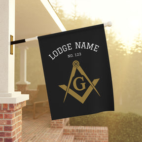 Master Mason Blue Lodge Yard Flag - Gold Square & Compass G with Customization - Bricks Masons