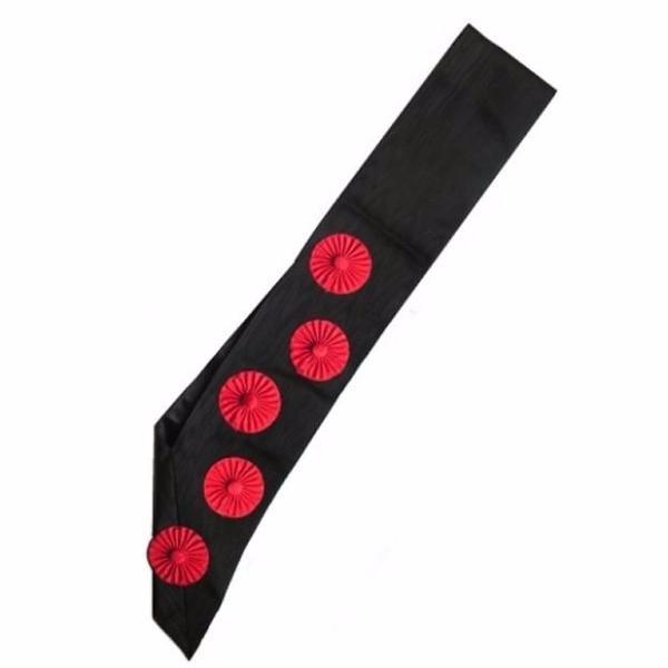 9th Degree Scottish Rite Sash - Black Moire with 5 Red Roses - Bricks Masons