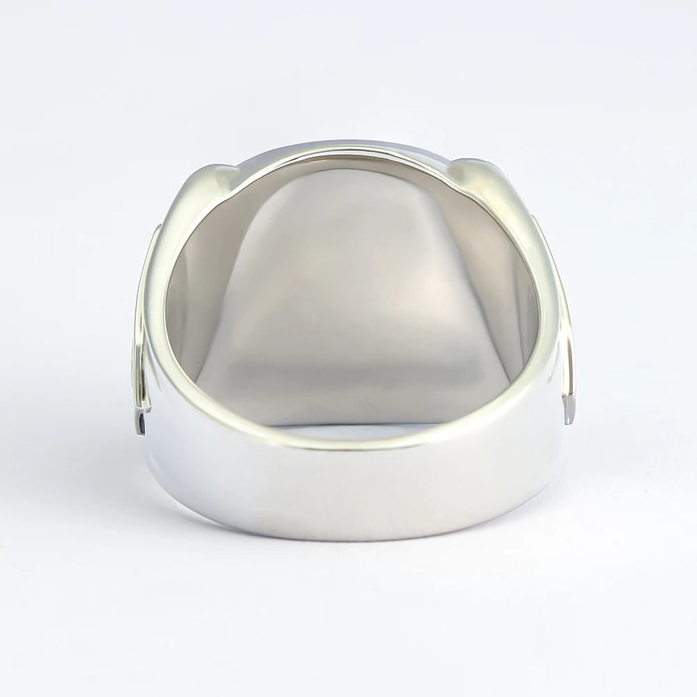 Meister-Freimaurer-Ring der Blauen Loge – Sterlingsilber-Schwert und -Zauberstab mit Freimaurer-Symbolen an den Seiten