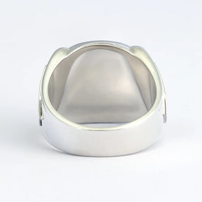 Meister-Freimaurer-Ring der Blauen Loge – Sterlingsilber-Schwert und -Zauberstab mit Freimaurer-Symbolen an den Seiten