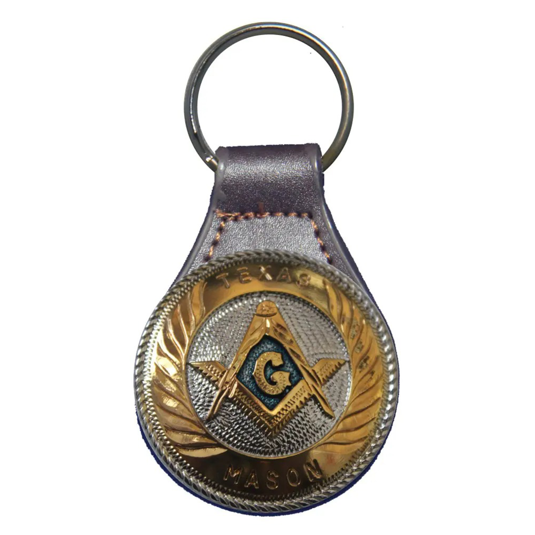 Master Mason Blue Lodge Keychain - Gold & Blue Square and Compass G - Bricks Masons