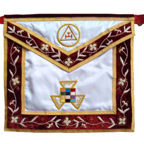 Past High Priest Royal Arch Chapter Apron - White Silk Satin & Red Velvet