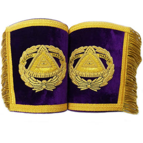 Grand Master Blue Lodge Cuff - Purple Hand Bullion Embroidery with Fringe