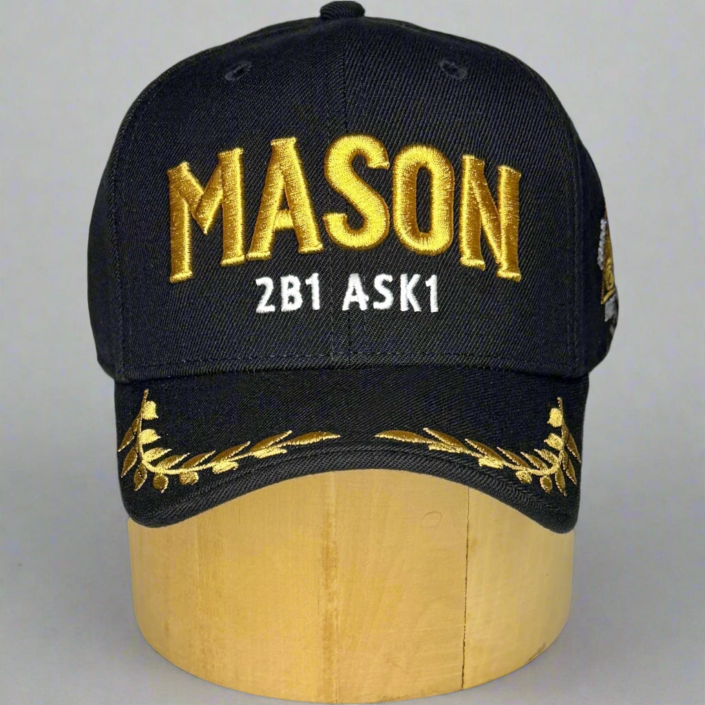 Master Mason Blue Lodge Baseball Cap - Golden Thread Embroidery 2B1 ASK1 - Bricks Masons