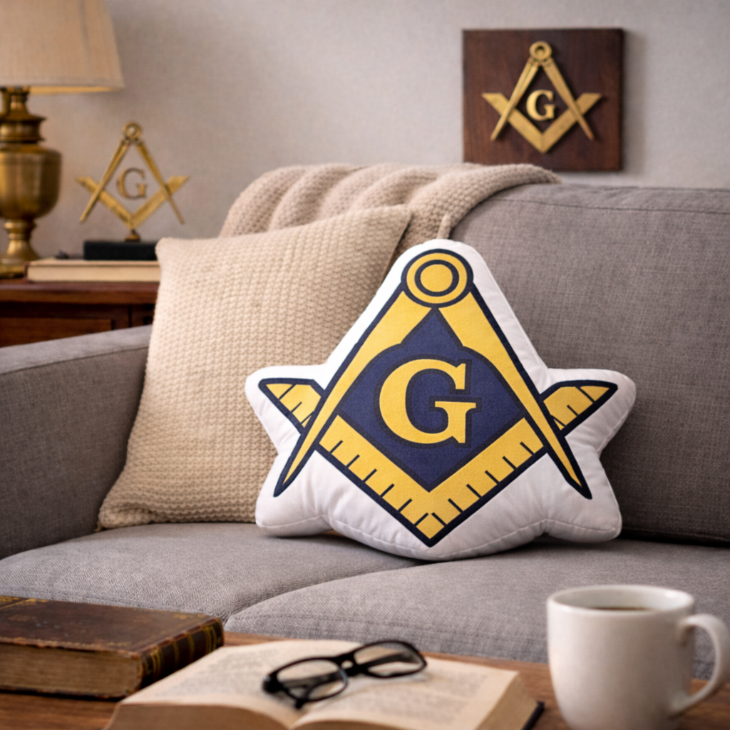 Master Mason Blue Lodge Pillow - Gold & Blue SCG - Bricks Masons