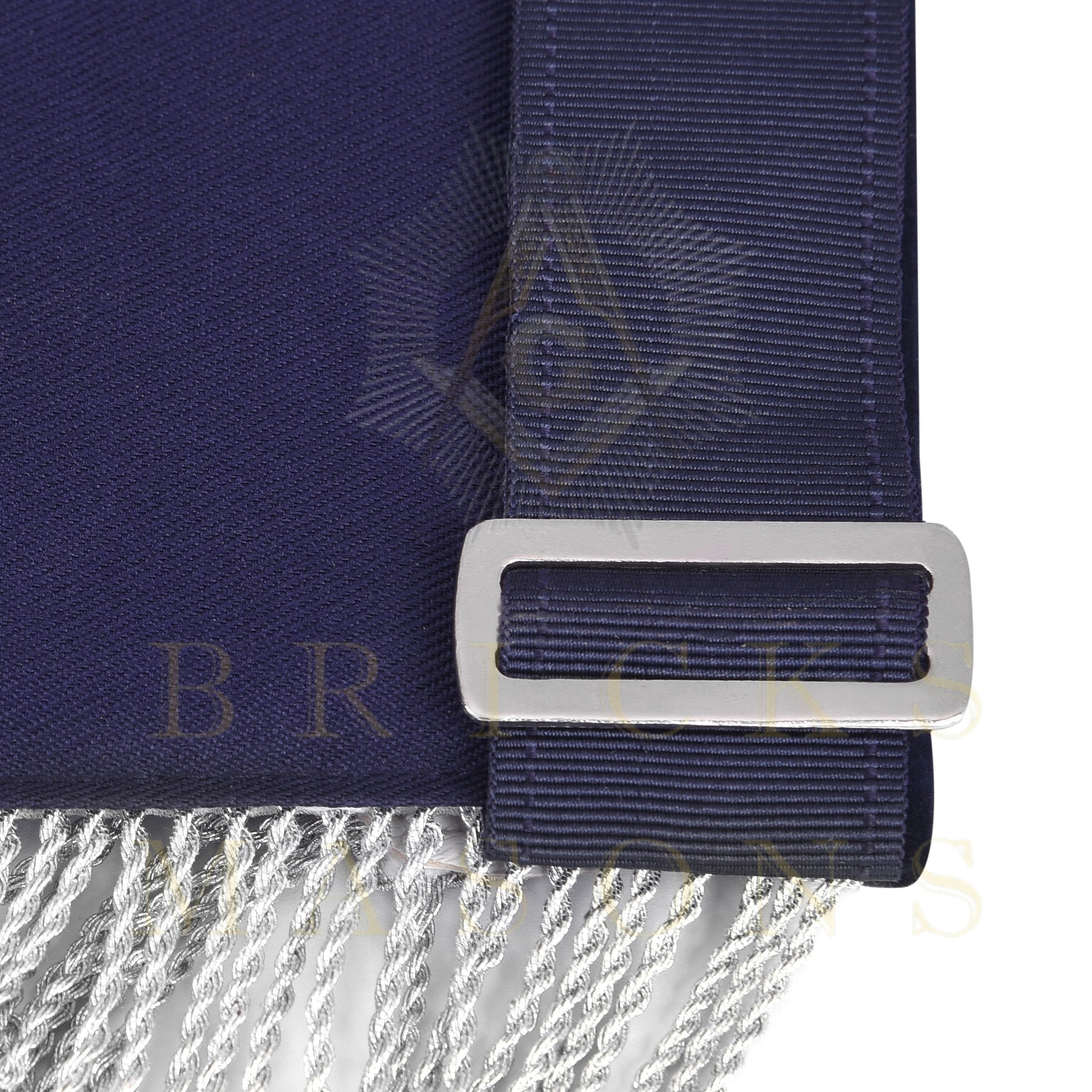 Chaplain Blue Lodge Officer Apron - Dark Blue With Silver Hand Embroidery Bullion - Bricks Masons
