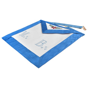 Master Mason Blue Lodge French Regulation Apron - Blue Ribbon Machine Embroidery