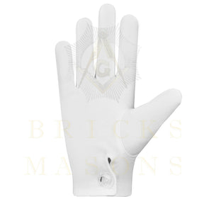 Past Grand Master Blue Lodge Gloves - White Cotton Grand Lodge Officer - Bricks Masons