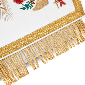 33rd Degree Scottish Rite Cuff - White Silk with Gold Machine Embroidery Bullion - Bricks Masons