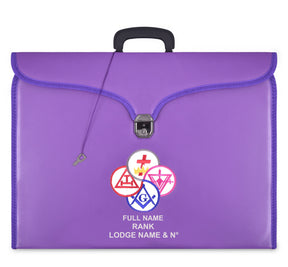 York Rite Apron Case - Purple Leather Different Sizes MM, WM, Provincial - Bricks Masons