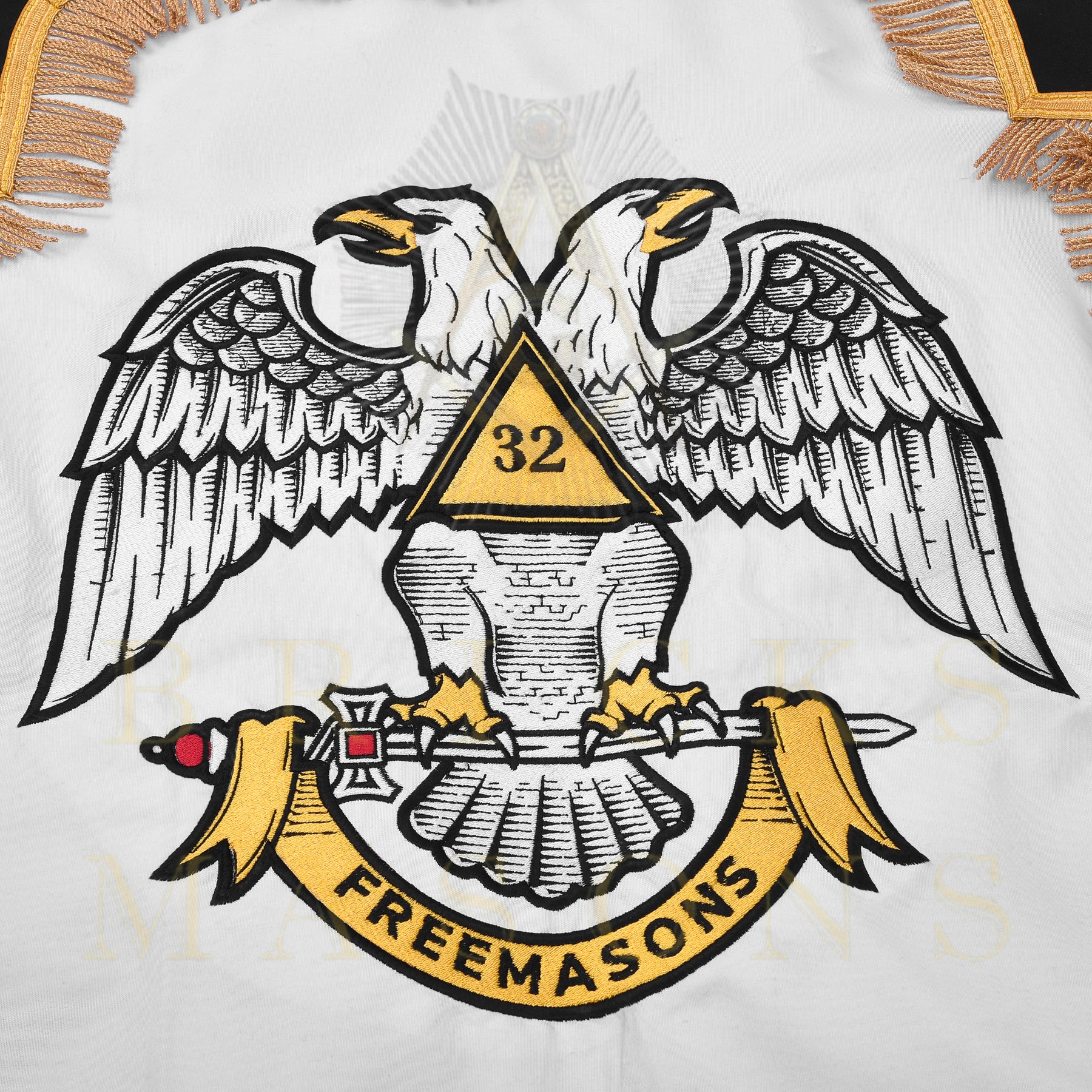 32nd Degree Scottish Rite Banner - Wings Down Machine Embroidery - Bricks Masons