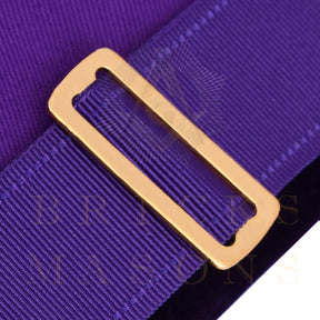 Past District Deputy Grand Master Blue Lodge Apron - Purple Velvet Golden Bullion With Wreath & Fringe - Bricks Masons