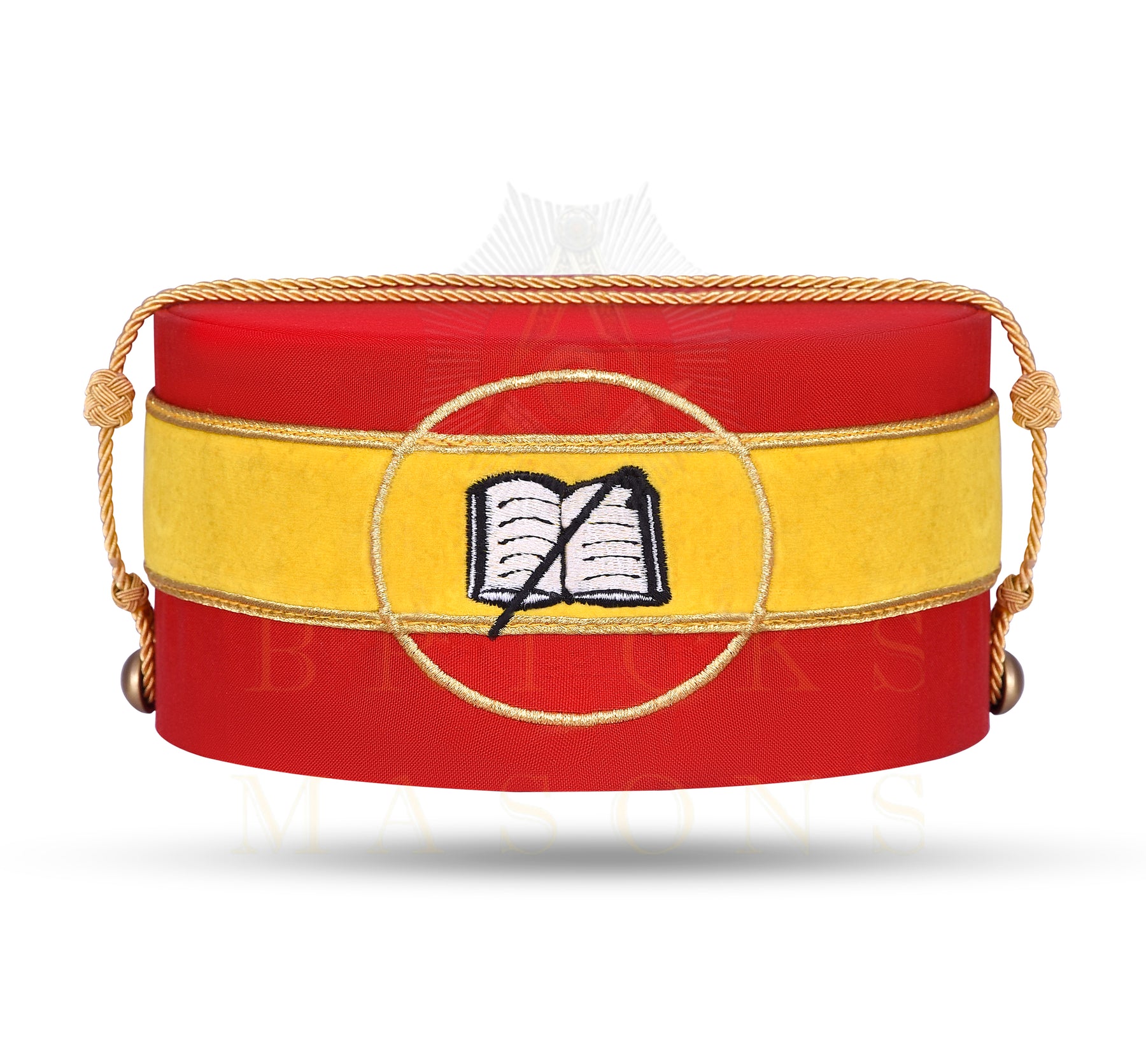 Chaplain Royal Arch Chapter Officer Crown Cap -  Yellow Velvet Band Hand Embroidery - Bricks Masons