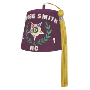 Order of The Amaranth Fez Hat - Star With Green Wreath & Rhinestones (One Row) - Bricks Masons
