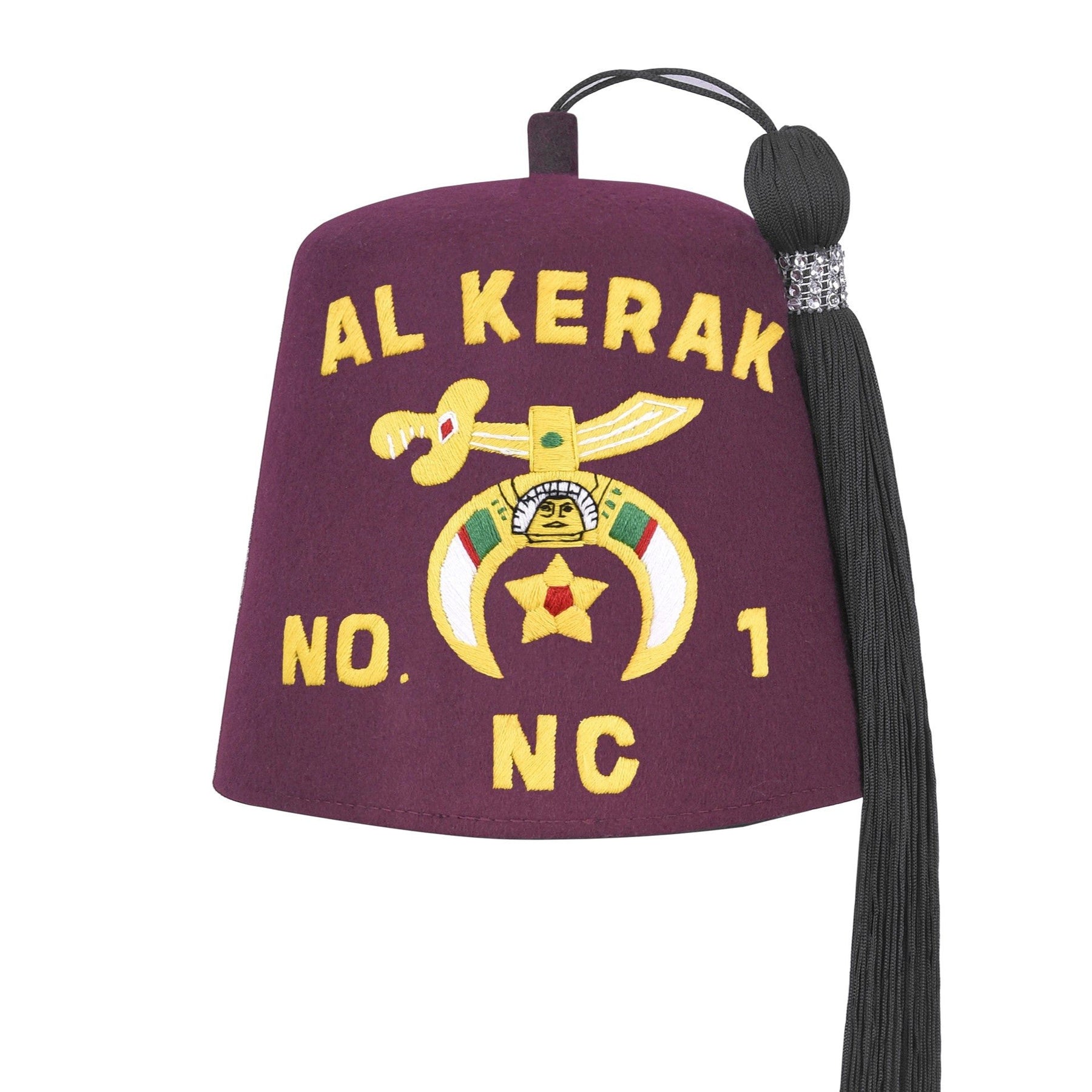 Shriners Fez Hat - Burgundy Wool With Silk Lettering - Bricks Masons