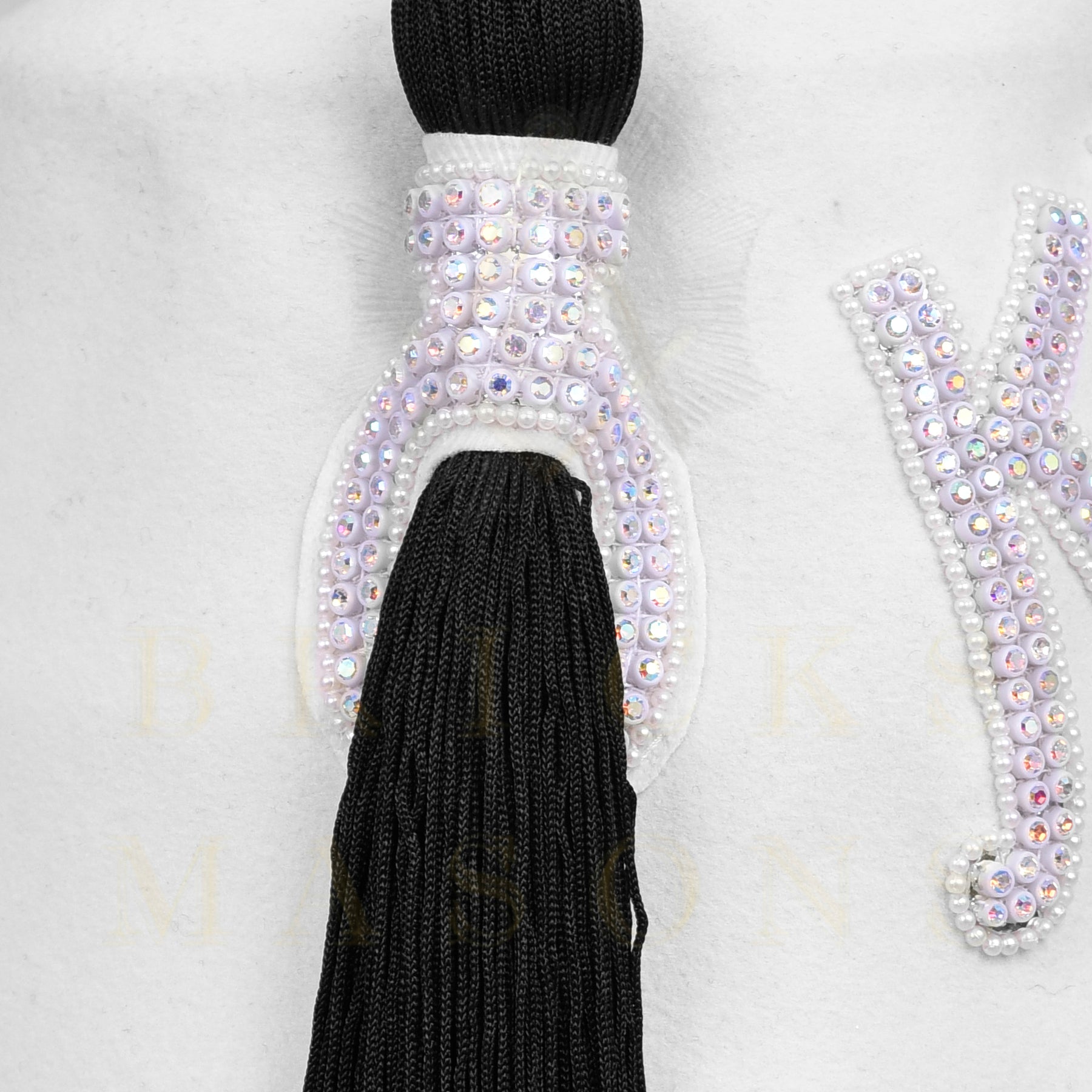 DOI Fez Hat - Pure White With Rhinestones (2 Rows as pictured) - Bricks Masons