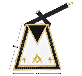 Master Mason Blue Lodge Apron - S&C with Ankh Cross Hand Embroidery Gold Bullion - Bricks Masons