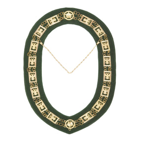 32nd Degree Scottish Rite Chain Collar - Wings Down On Green Velvet - Bricks Masons