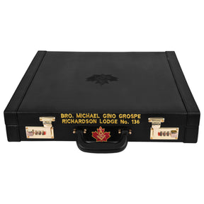 Master Mason Blue Lodge Canada Regulation Apron Case - Black Emblem Hand Embroidery Personalization Various Sizes & Materials