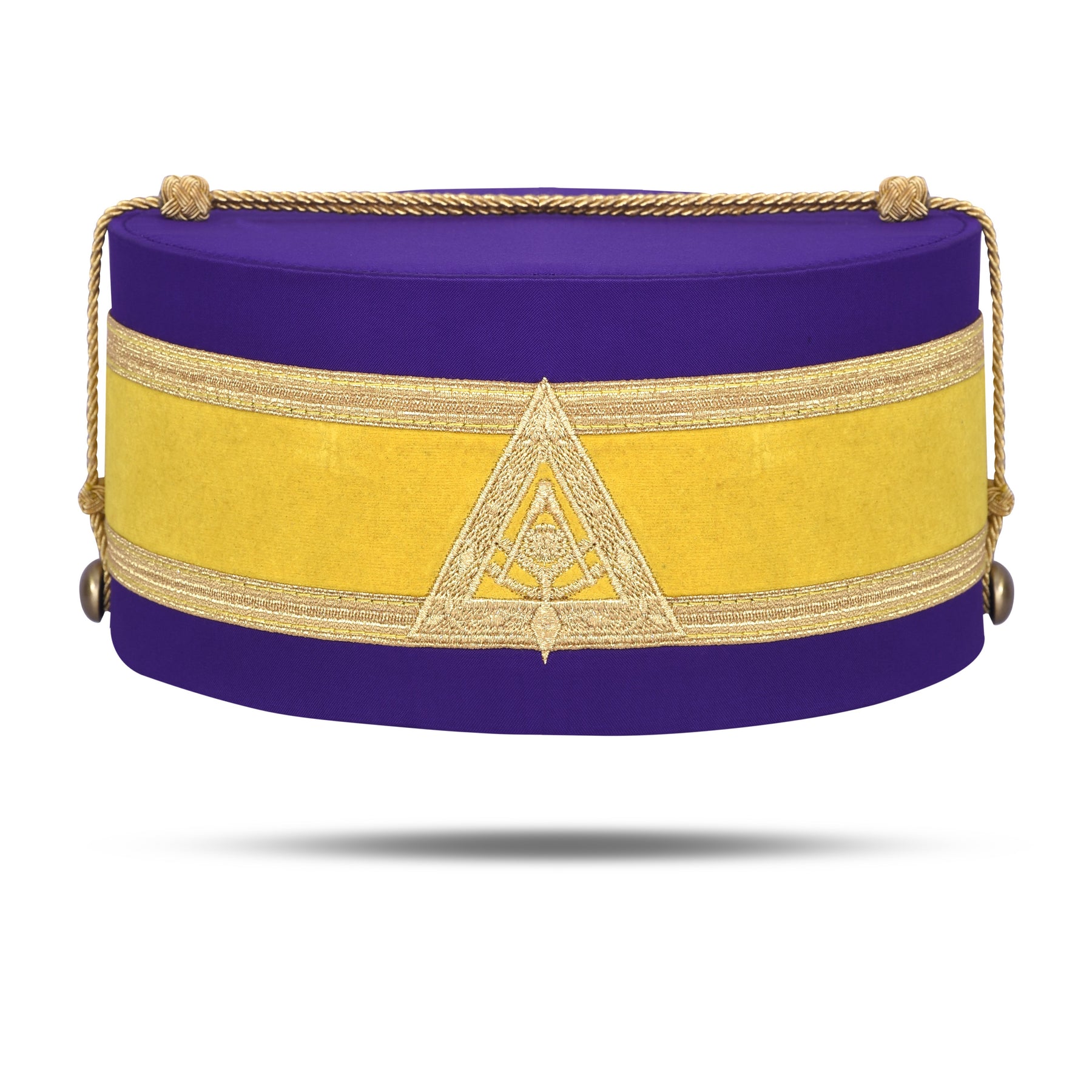 Past Illustrious Master Royal & Select Masters Council Crown Cap - Purple Silk With Yellow Velvet & Gold Braid - Bricks Masons