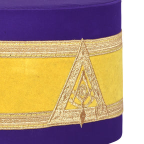 Past Illustrious Master Royal & Select Masters Council Crown Cap - Purple Silk With Yellow Velvet & Gold Braid - Bricks Masons