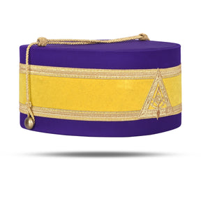 Past Illustrious Master Royal & Select Masters Council Crown Cap - Purple Silk With Yellow Velvet & Gold Braid - Bricks Masons