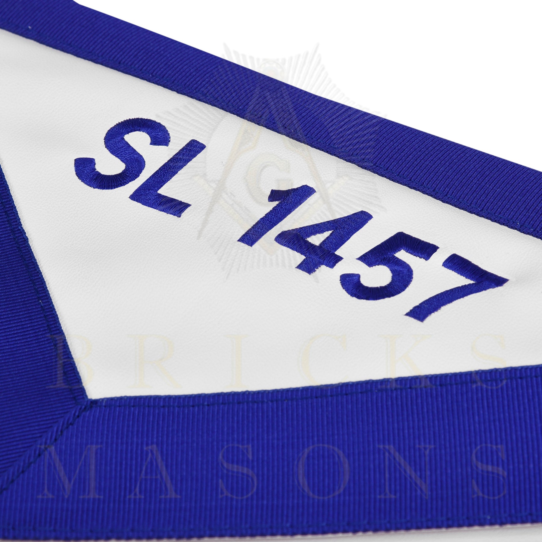 Junior Steward Blue Lodge Officer Apron - Machine Embroidery With Waist Belt Customizable Flap - Bricks Masons