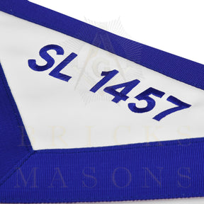 Junior Steward Blue Lodge Officer Apron - Machine Embroidery With Waist Belt Customizable Flap - Bricks Masons